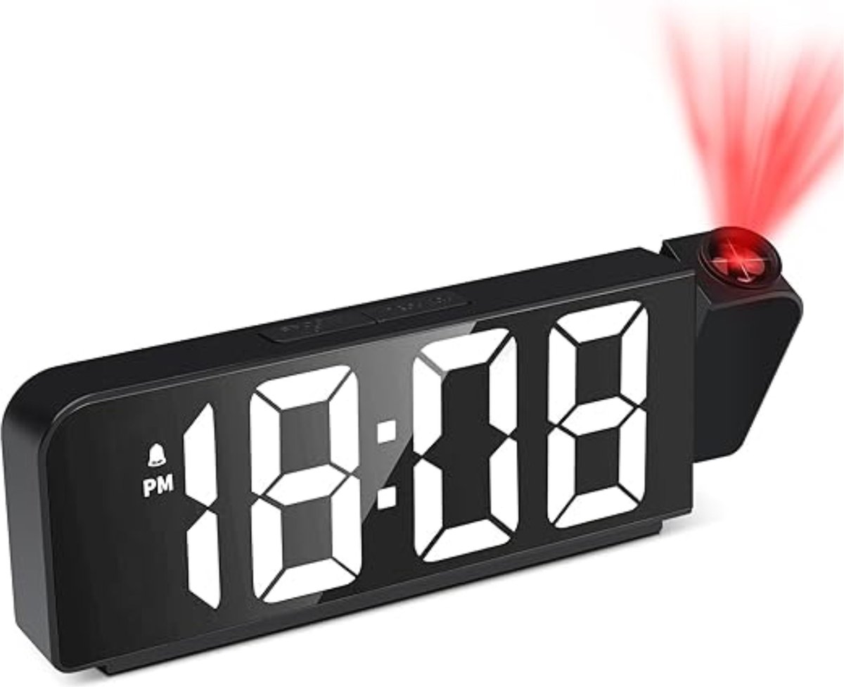 Réveil Projecteur Plafond Fmradio Horloge avec Fonction Snooze
