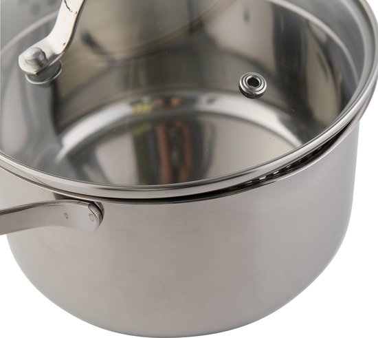 Rvs kookpan/soeppan met glazen deksel 18 cm 6 liter