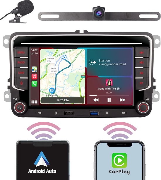 YZKONG - Autoradio - Compatibel met VW - Draadloze Carplay en Android Auto
