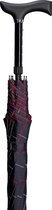 Gastrock Verstelbare wandelstok paraplu – Rood met zwart geblokt - Verstelbaar van 84 tot 92 cm - Aluminium frame - Fritz handvat van acetaat - Doorsnee doek 104 cm - Uitschuifbare wandelstok - Paraplu wandelstok voor heren en dames