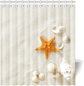 Douchegordijn Oranje Zeester Beige Strand Hoge Kwaliteit Badkamer 120 x 180 cm