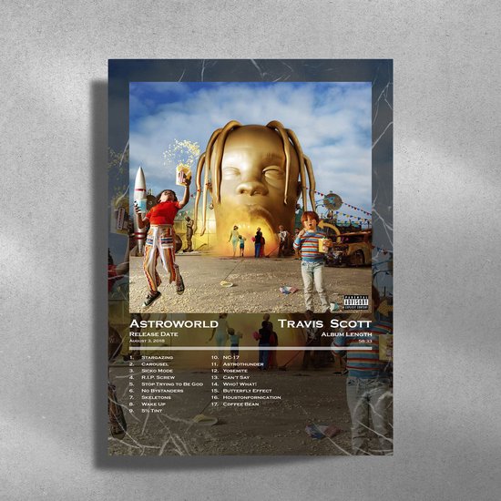 Travis Scott - Astroworld - Metalen Poster 30x40cm - album cover