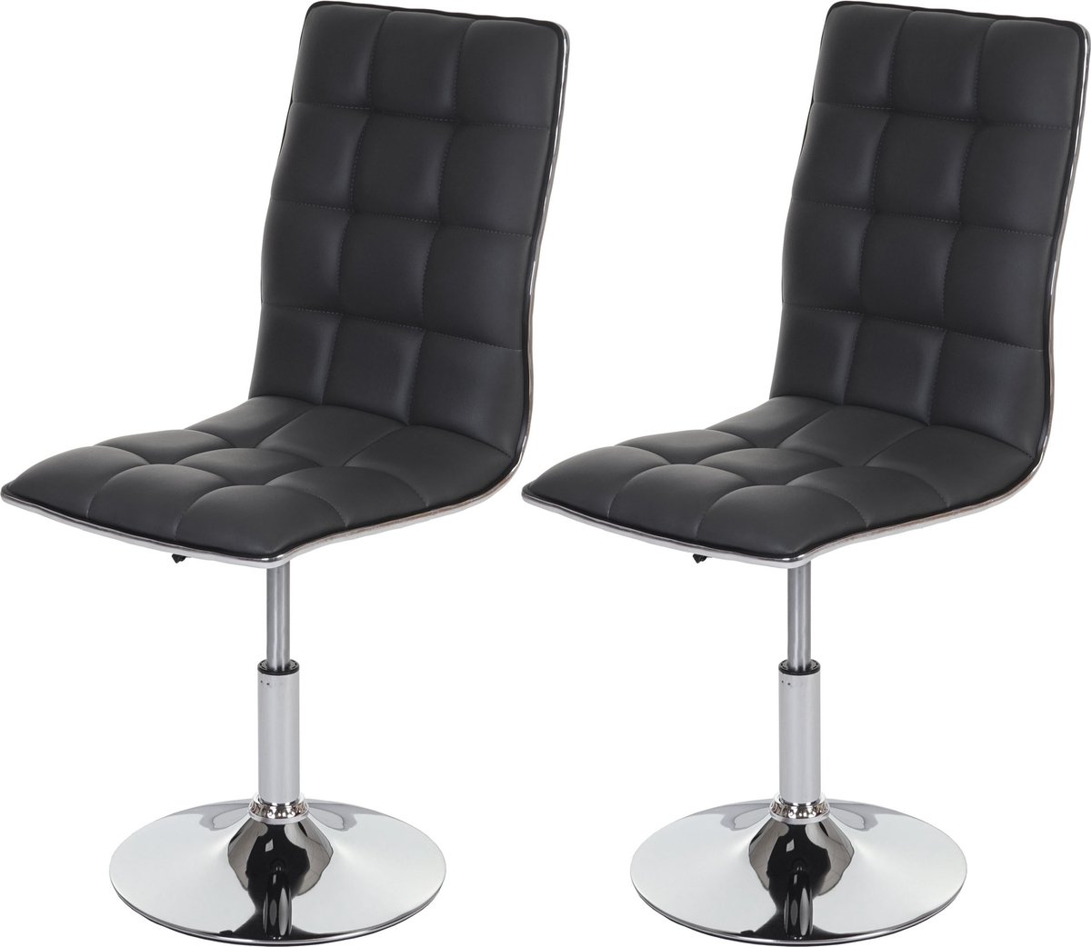 Cosmo Casa Set van 2 eetkamerstoelen - Keukenstoel - In hoogte verstelbaar en draaibaar - Kunstleer - Grijs
