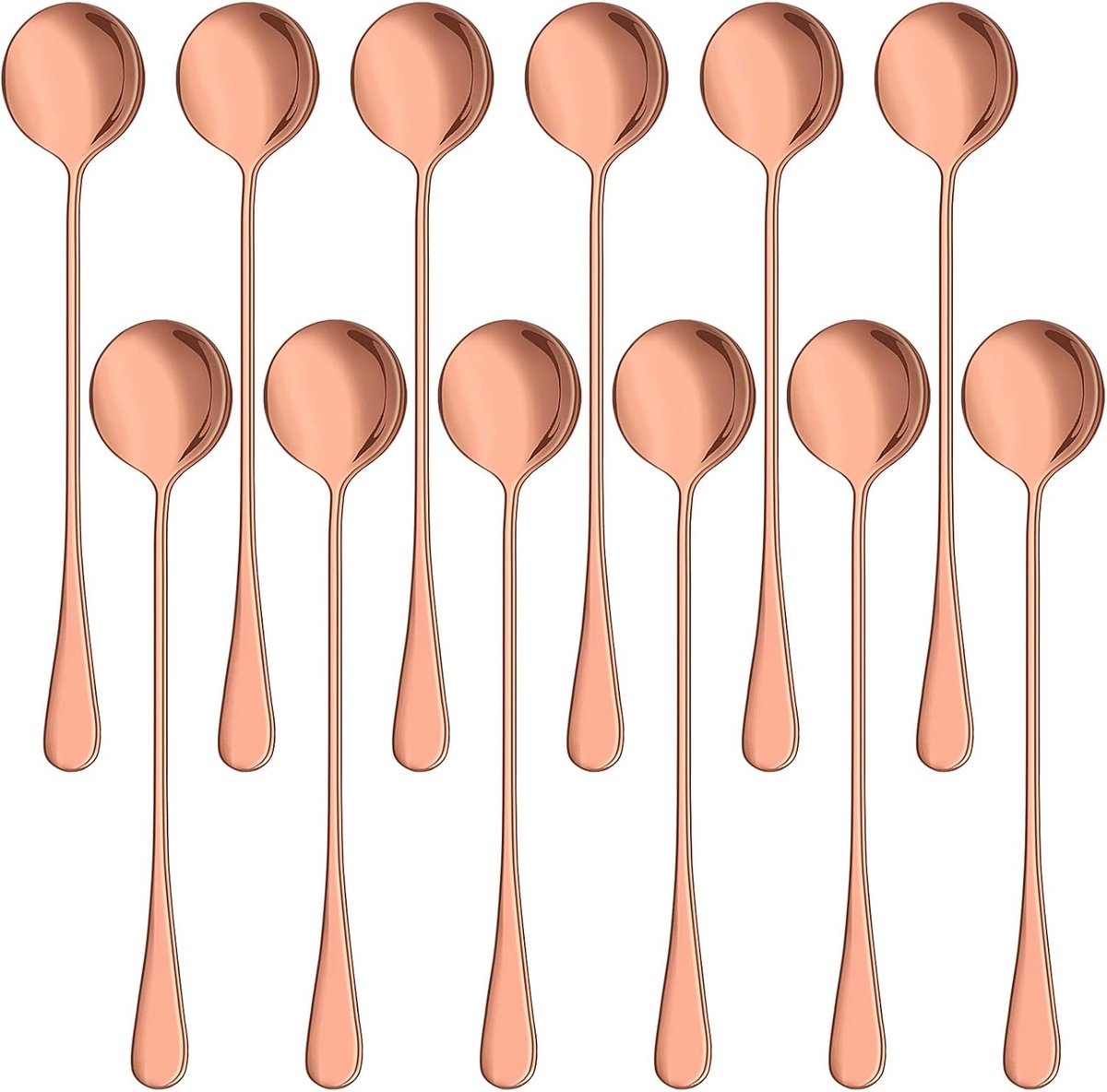 Lange lepels regenboog set van 6 – Latte lepels 19.5 cm RVS