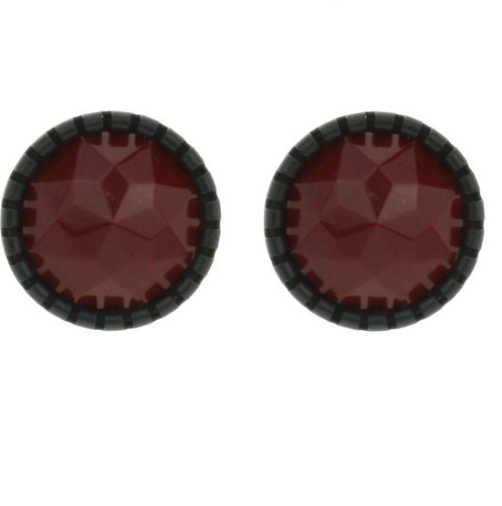 Behave - Oorsteker Damers - Rond 2 cm - Zwart met Donker Rood