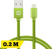 Swissten Lightning naar USB kabel - 0.2M - Gevlochten kabel geschikt voor iPhone 7/8/X/11/12/13/14 - Groen