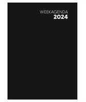 Compacte Weekagenda 2024 A5 - Zwart - 1 Week per 2 Pagina's - Horizontale Lay-out - Met Contactenlijst, Jaaroverzichten, en Notitiepagina's - Ideaal voor Professioneel en Persoonlijk Gebruik