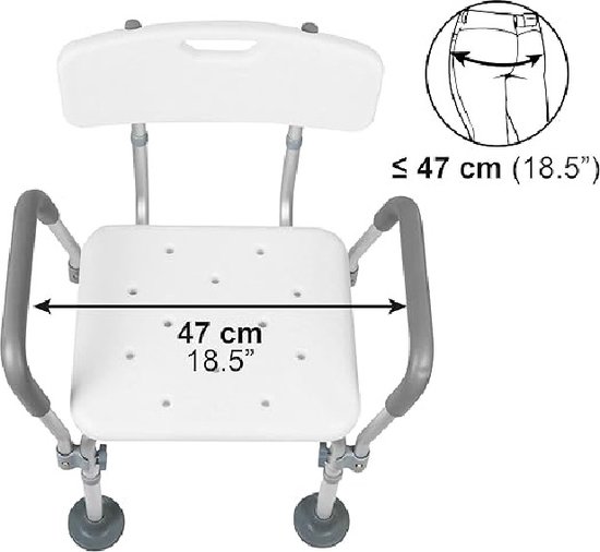 Douchestoel met Armleuningen Douchekruk met Rug, Douchezitje Anti