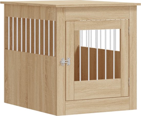 vidaXL - Hondenbench - 64,5x80x71 - cm - bewerkt - hout - sonoma - eikenkleurig