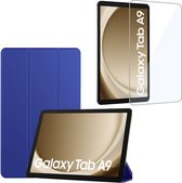 Geschikt voor Samsung Galaxy Tab A9 Tablet hoes + Screenprotector – Gehard Glas Cover + Shock Proof Hoesje - Blauw