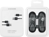 Samsung USB 2.0 + USB C kabel - 1.5 m - duopack - Zwart