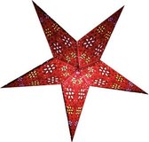 Decoratie kerstster - rood - 60 cm - papier - 5 punten - hangend - kerststerren