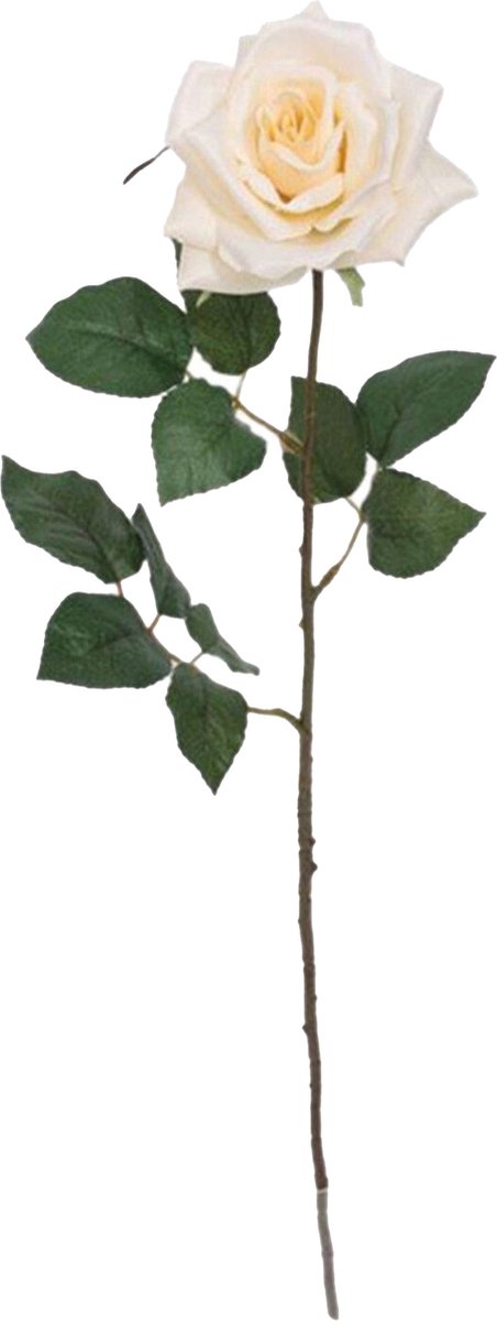 Mica Decorations Kunstbloem Roos Emily - 66 cm - creme - polyester - kunststof - kunstbloemen