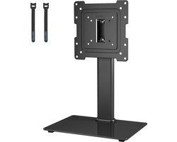 Tv-standaard, monitorstandaard voor 17-43 inch lcd-led, oled-plasma, plat & gebogen tv & monitor tot 45 kg met 50 graden draaischarnier, 3 standen in hoogte verstelbaar, max. VESA 200 x 200