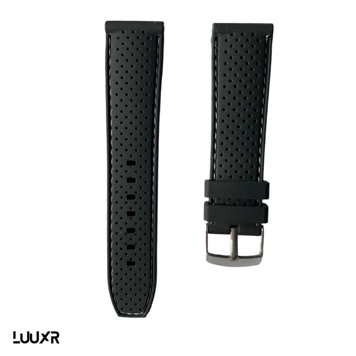 Luuxr strap black rubber white stitch 22mm luruwh220001