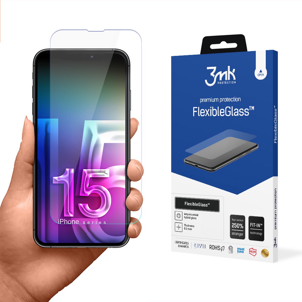 3mk - Apple iPhone 15 - Screenprotector - 250% Bescherming - FlexibleGlass™