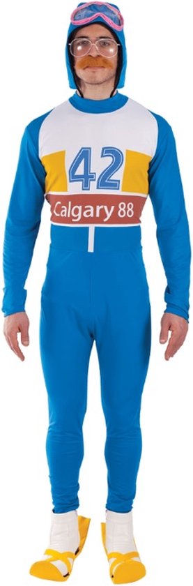 Mens Blue Eddie The Eagle Olympic Skier 80s Celebrity Sport Fancy Dress Costume