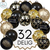 Boules de Noël - Set de 32 pièces - Décorations de Noël - Or - Zwart - Différentes finitions - Boules de Noël pour sapin de Noël - Pour le sapin de Noël