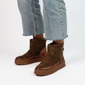 Manfield - Femme - Boots de neige en cuir bronze - Taille 39