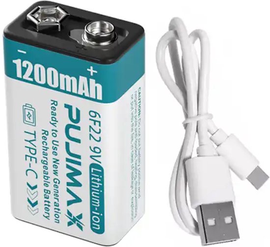 PUJIMAX Batterie rechargeable Li-ion 9 V - Capacité supérieure