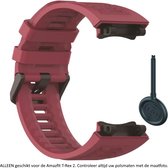 Rood Siliconen Bandje geschikt voor de Xiaomi Huami Amazfit T-Rex 2 – Maat: zie maatfoto – Niet voor de 1e generatie T-Rex – red rubber smartwatch strap - band