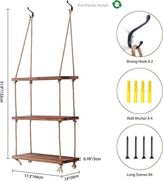 Bamboe Deurrek Five Bamboe Dierrek Met 3 Planken - 74,7 Cm Hoog, Met Deurhaken, Voor Opbergruimte In Badkamer Of Keuken 3-planken Rek Voor Aan De Deur