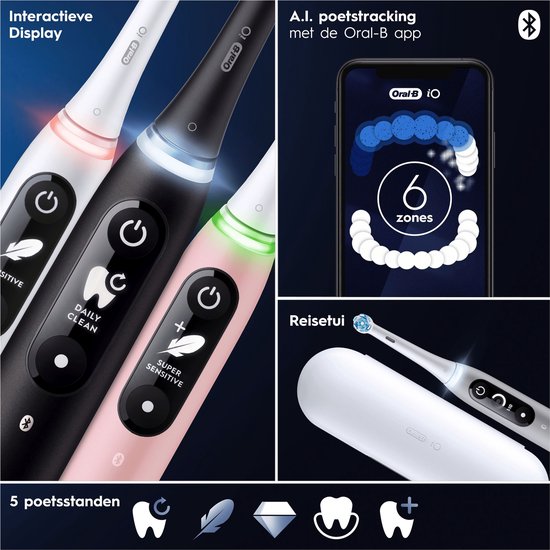 Oral-B iO 6 - Black & Pink - Elektrische Tandenborstels - Ontworpen Door Braun - Oral B