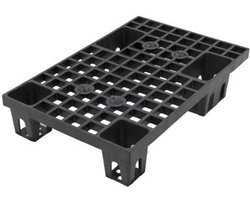 Mini kunststof pallet, zwart, draagkracht 100kg, 100% gerecycleerd kunststof,Pallet | Halve pallet | Kunststof pallet | Ultra Light | Open dek | 60 x 40cm | 1/3 Pallet | Nieuw