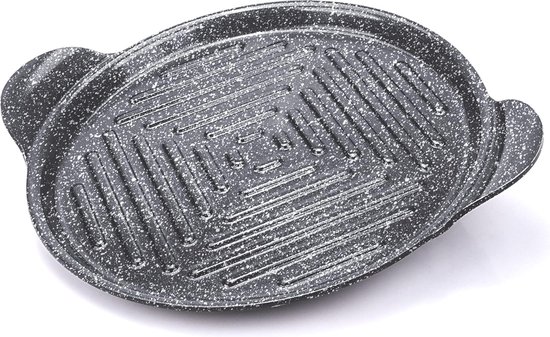 Pentole Agnelli Vispot met rand, deksel en grillrooster van aluminium met 2 handgrepen, zilver/zwart, 35 cm