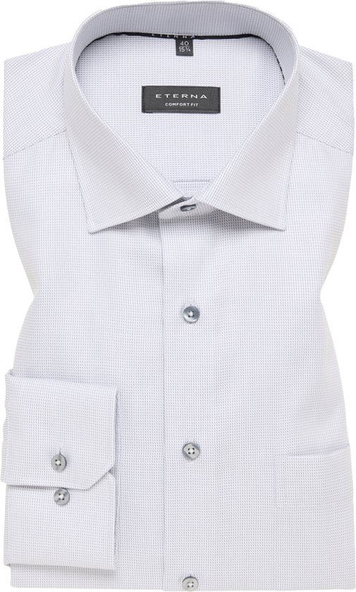 ETERNA comfort fit overhemd - structuur - grijs - Strijkvrij - Boordmaat: