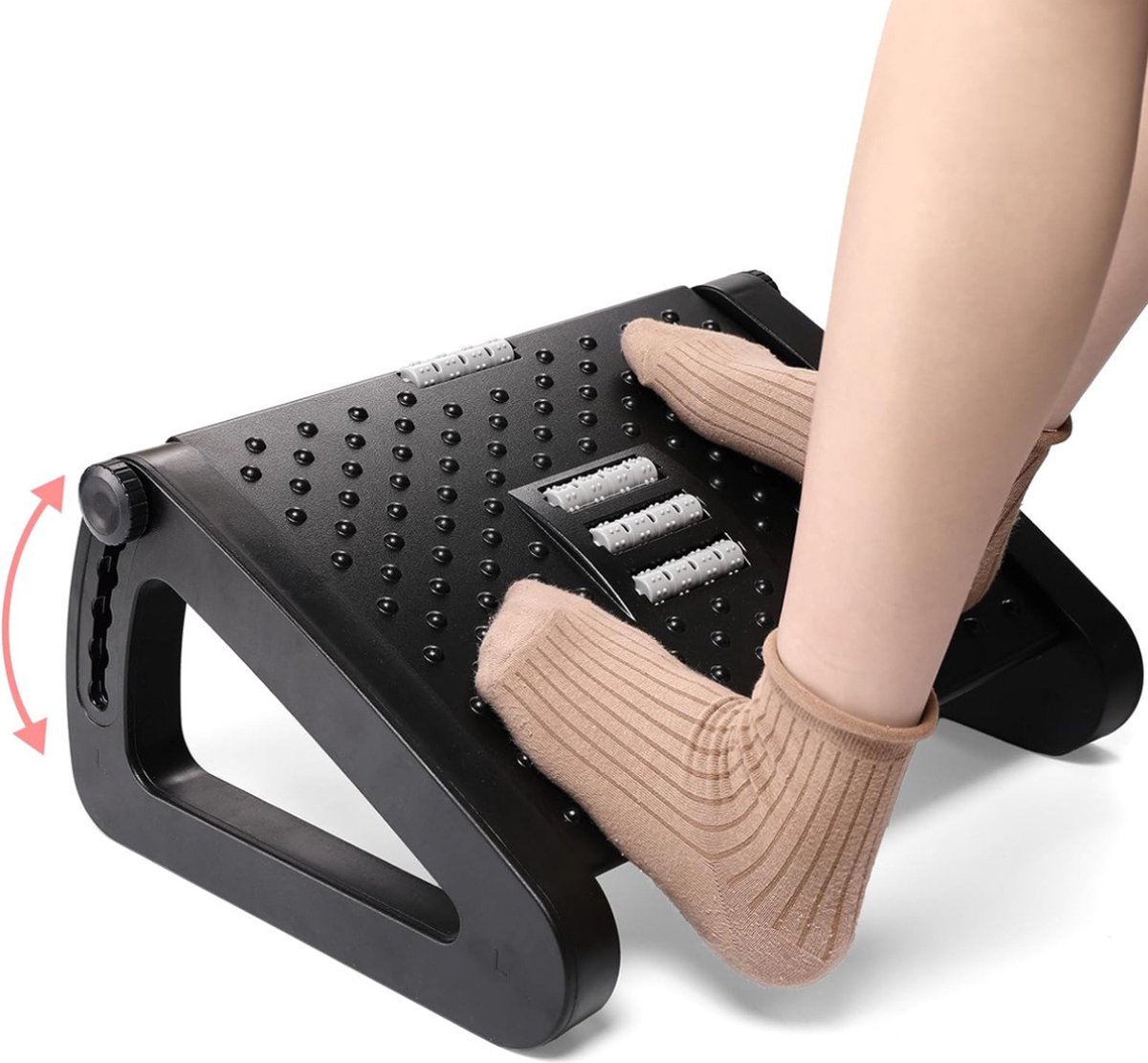Voetensteun Bureau - Ergonomisch Voetenbank Verstelbaar in 6 Hoogtes – Voetenbankje Met Massage Oppervlak - Bureau Accessoires – Anti-Slip – Zwart van Merkloos / Sans marque