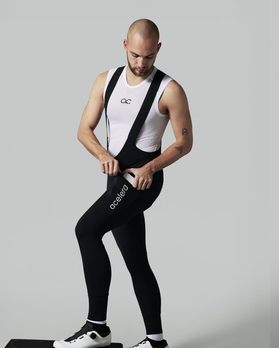 Acelera Intermediate Fietsbroek Lang heren met Zeem en Bretels - Thermo Lange Wielerbroek - Winter Fietsbroek Lang - Zwart - Maat S — afbeelding 2