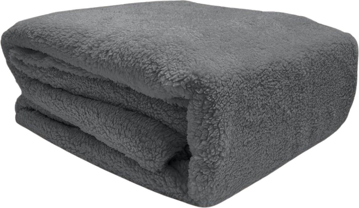 Sleeps Zachte Teddy Fleece Hoeslaken Antraciet - 140 x 200 cm - Heerlijk Zacht