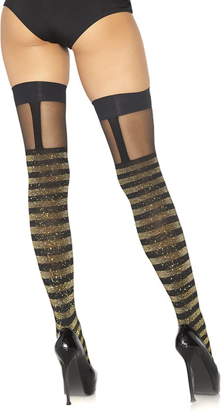 Lurex striped thigh highs