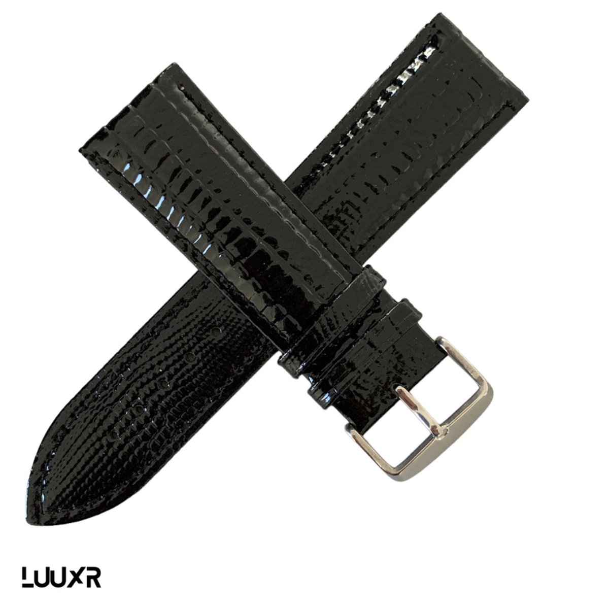 Luuxr strap black 24mm lizard look lulibl240001