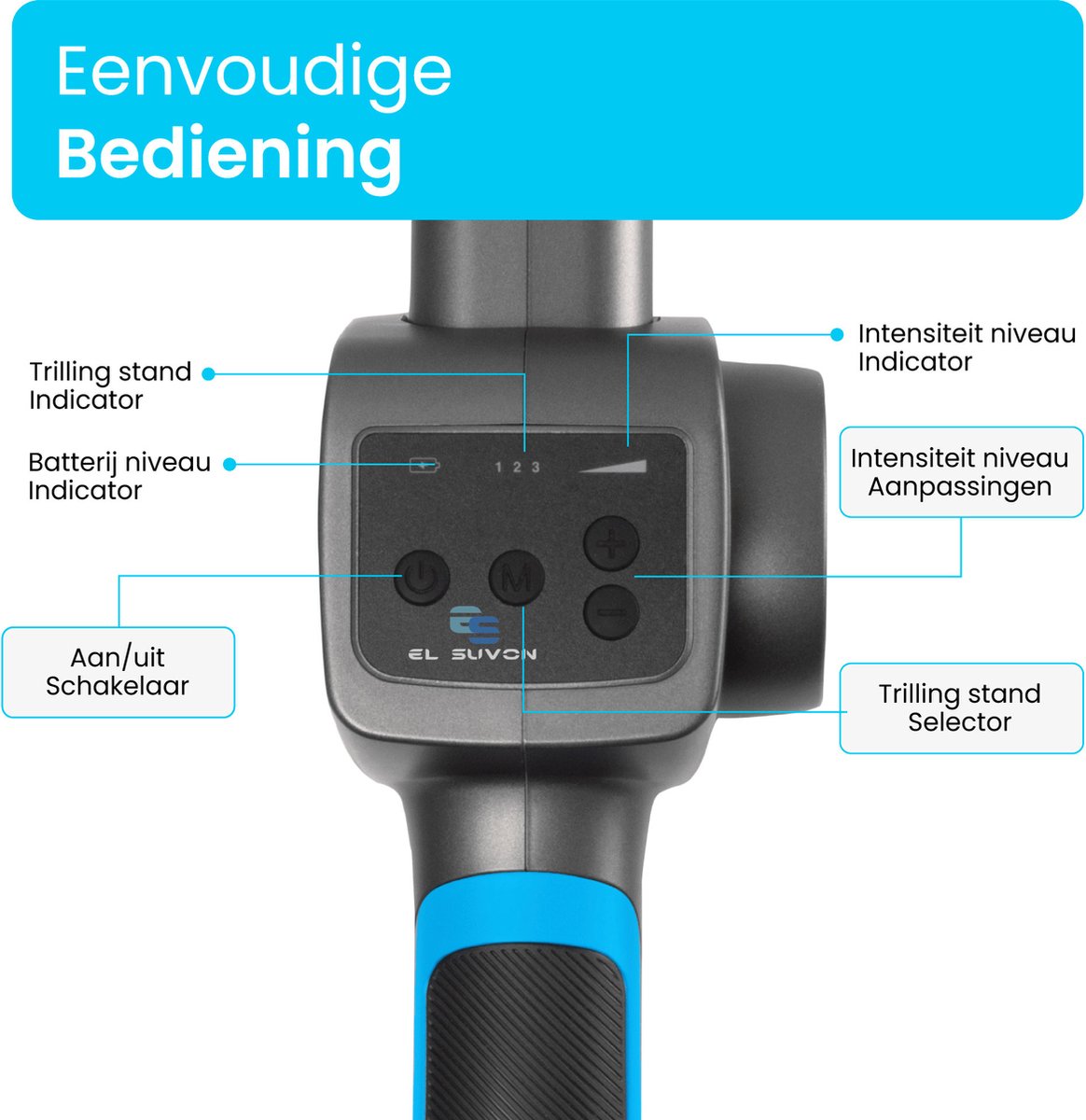 Afbeelding 2 van El Suvon Massage Gun - Massage Pistool - Inclusief Koffer en 7 Opzetstukken - Sport en Relax Massageapparaat - Krachtig en Draadloos - Massage Gun Professioneel- Fitness
