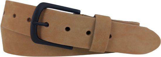 Riem Homme/Femme | Boucle sombre | 4 cm de large | Taille de la ceinture : 95 cm (longueur totale : 110 cm) | 100% cuir véritable | Couleur : sable | Boucle sans nickel