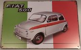 Een Fiat 500! Wie wil die auto nou niet als decoratie! Een geweldige afbeelding op een metalen bord en ontzettend leuk om in je woning te hangen. Natuurlijk ook geschikt om cadeau te geven aan iemand die hiervan houdt.
