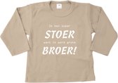 Shirt Aankondiging zwangerschap Ik ben super stoer want ik word grote broer! | lange mouw | Zand/wit | maat 80 zwangerschap aankondiging bekendmaking Baby big bro brother