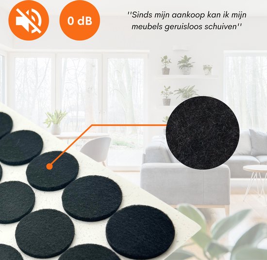 FLOOQ® Anti Kras Vloerbeschermer vilt zwart 120 stuks Meubelvilt