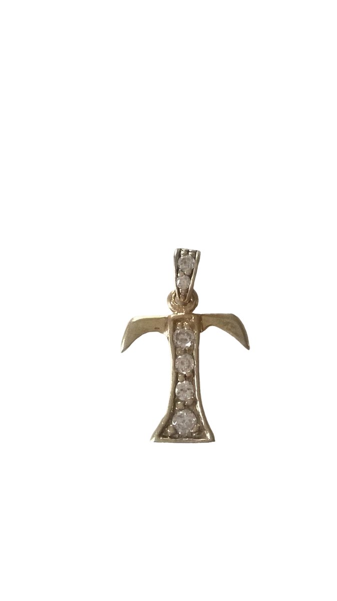 Gemstones-silver hanger 925 sterling zilver 14 K goudverguld zirkonia letter T
