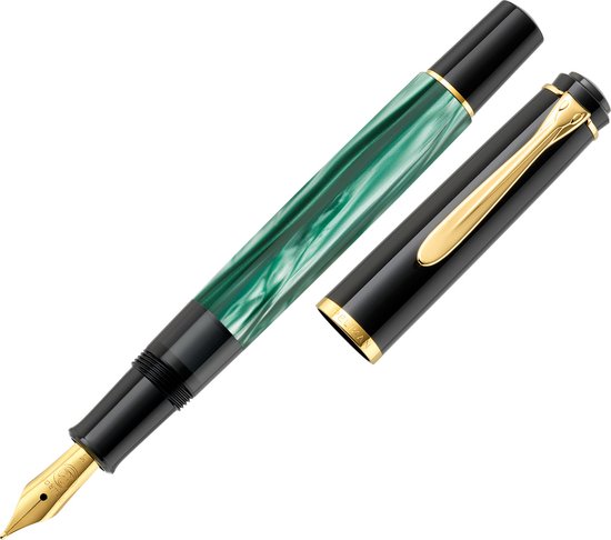 Pelikan Classic M 200" vulpen groen gemarmerd - in geschenkdoos