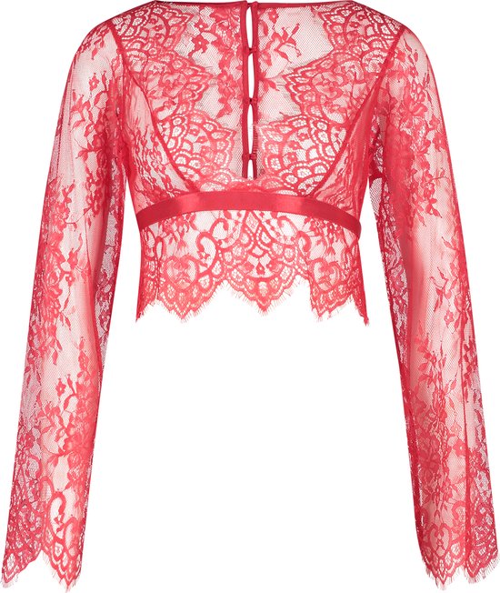 Hunkemöller Dames Nachtmode Top Allover Lace - Rood - maat 2XS