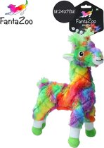 FantaZoo Giraffe kleurrijke en gerecyclede honden knuffel – zeer stevig en zacht – maat M 24x7cm - geschikt voor medium hond