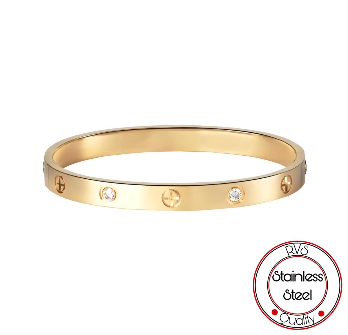 Soraro Exclusieve Zirkonia Armband | Dames en Heren | Goud | RVS | 17 CM | Armband Vrouwen | Dames en Heren Armband | Cadeau voor Vrouw en Man | Vrouwen en Mannen Cadeautjes