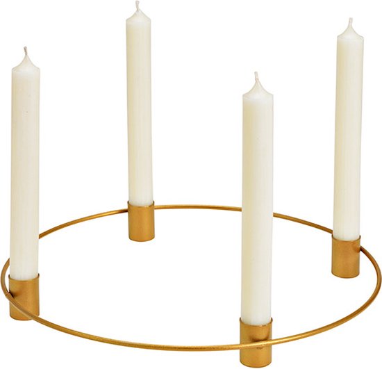 Chique Gouden Kandelaar Advent - 30 cm diameter - ronde kandelaar goud voor 4 kaarsen