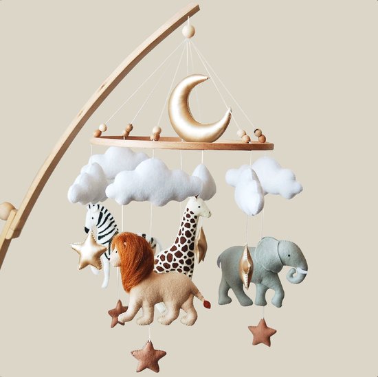 Gry & Sif ♥ Mobile bébé Safari, Animaux d'Afrique, Mobile en feutre –  Filzlig