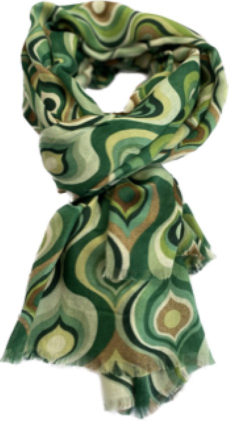 Leuke vrolijke sjaal van mooi materiaal / 50% katoen met 50% viscose