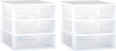 2x stuks ladenkast/bureau organizers wit stapelbaar A4 met 3x lades L36 x B26 x H28 cm - Ladenblokken