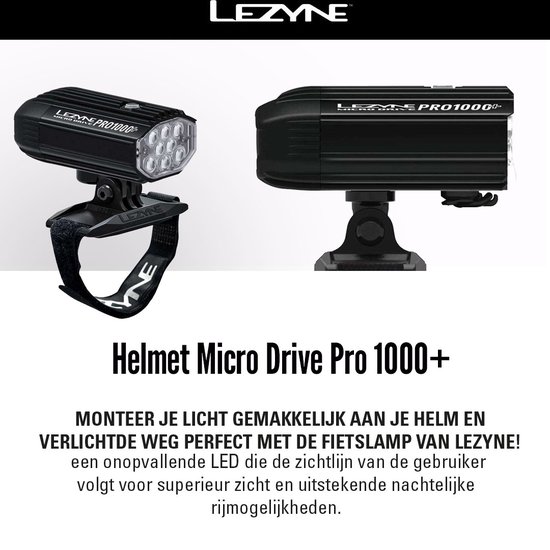 Lezyne Helmet Micro Drive Pro 1000+ - Fietslicht - Voorlicht fiets - Met  helm... | bol